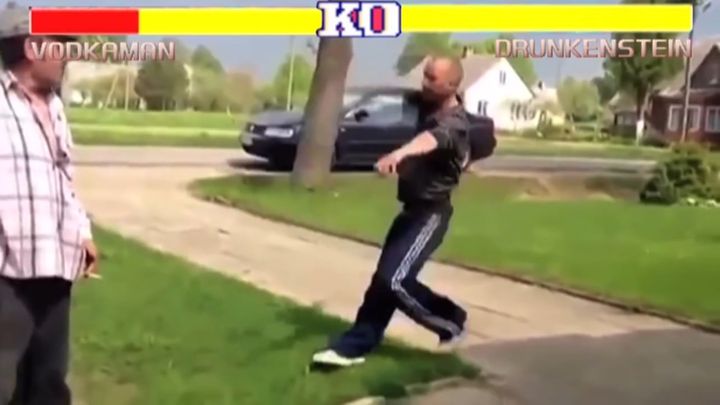 Пьяная драка в стиле Street Fighter Пьяная драка в стиле Street Fighter
