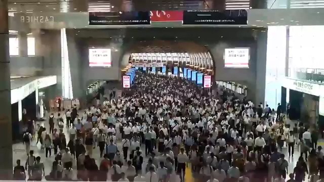 Поток людей в токийском метро Поток людей в токийском метро