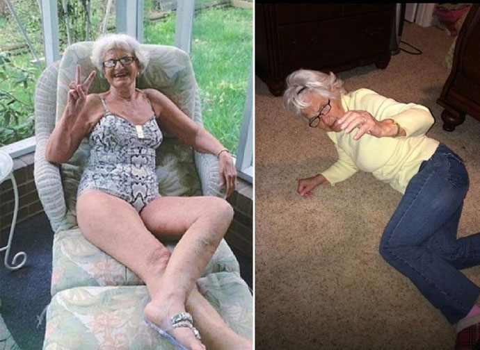 Старая бабка получила удовлетворение от стояка своего внука