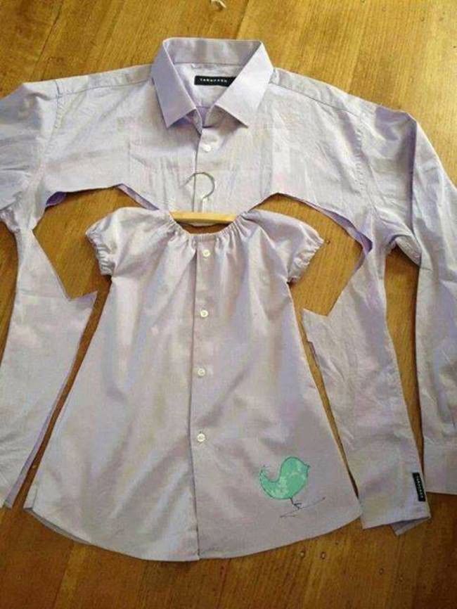 15. Платье для малышки из папиной рубашки вещь, идея, креатив