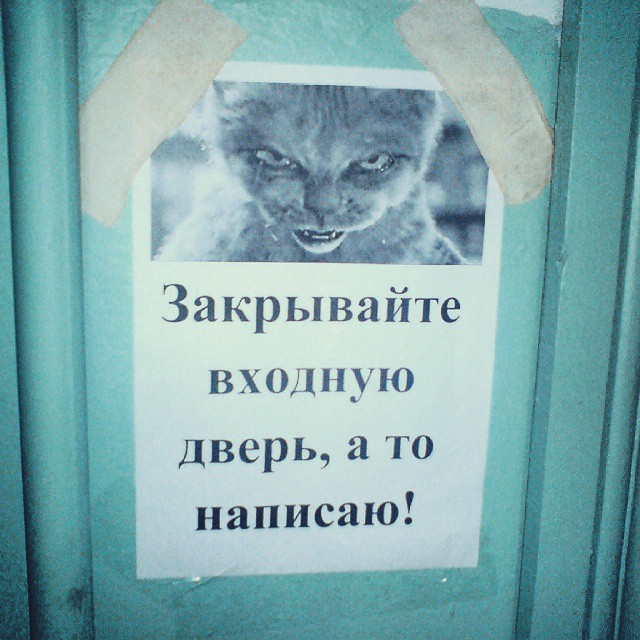 Не злите котика! люди, объявления, подъезд, позитив, юмор