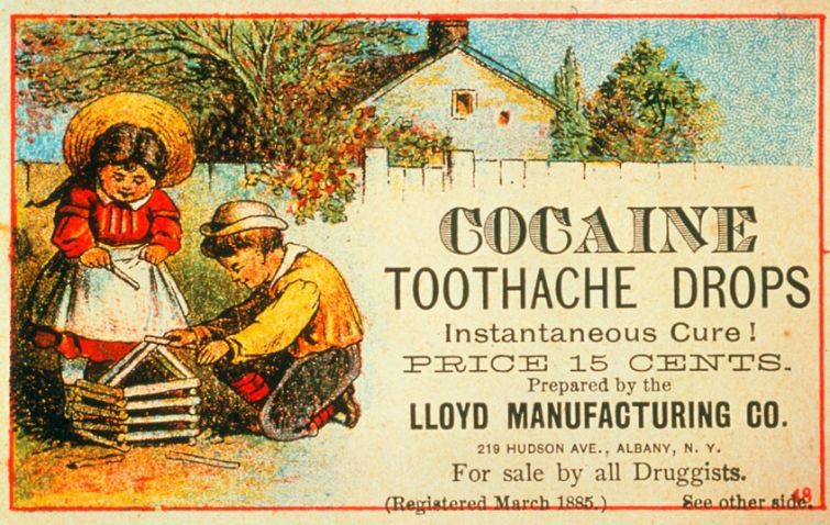 Реклама детских кокаиновых капель от зубной боли. Мгновенный эффект и всего за 15 центов. На рынке с 1885 года знаменитости, история, редкие кадры, фото