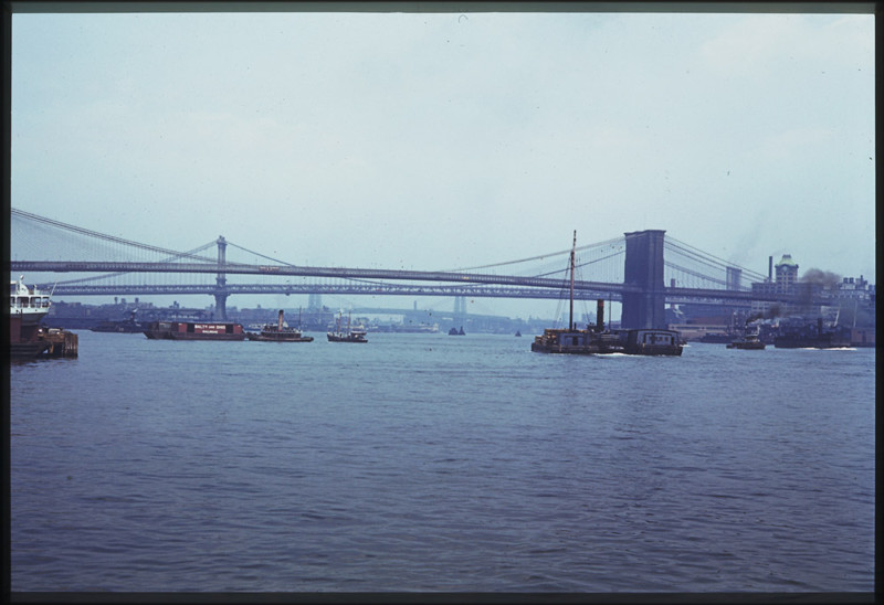 3. Бруклинский мост, Ист-Ривер. 6 июня 1941 года. история, нью-йорк, фото