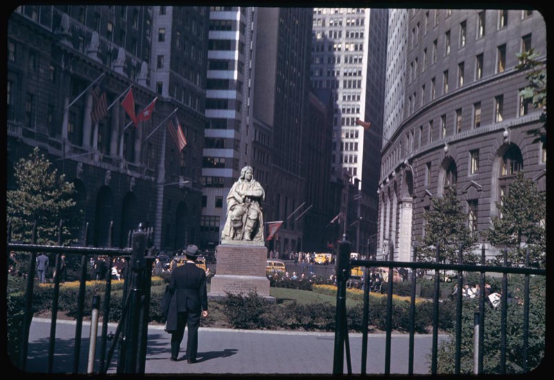 18. Памятник Джону Уотсу де Пейстеру, Bowling Green. 1 октября 1942 года. история, нью-йорк, фото