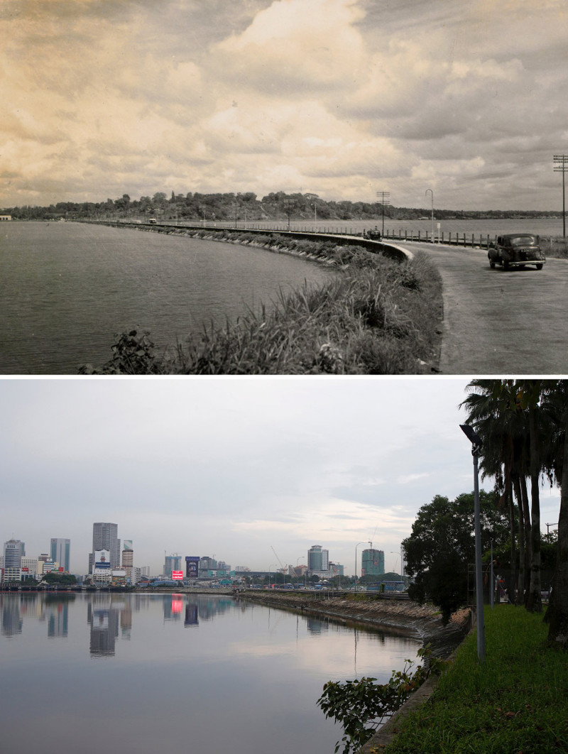 1950-е годы и 25 мая 2015. сингапур, тогда и сейчас