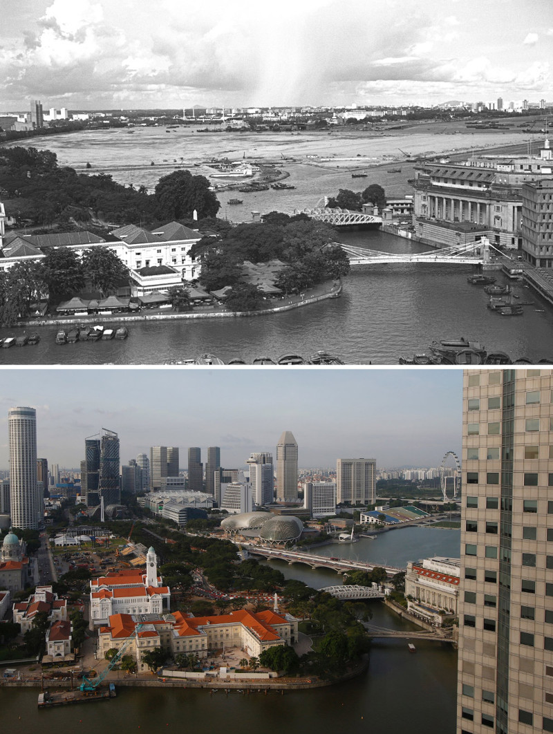 Сингапур 28 октября 1976 года и 11 мая 2015. сингапур, тогда и сейчас