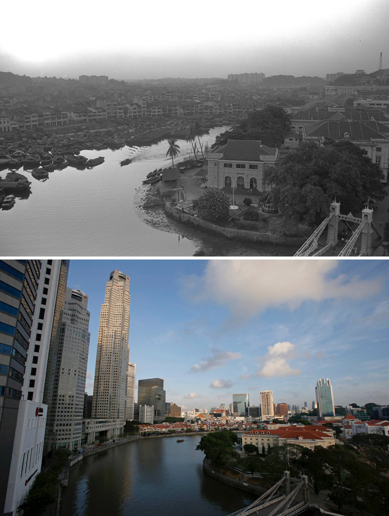 Сингапур 27 сентября 1965 года и 11 мая 2015. сингапур, тогда и сейчас