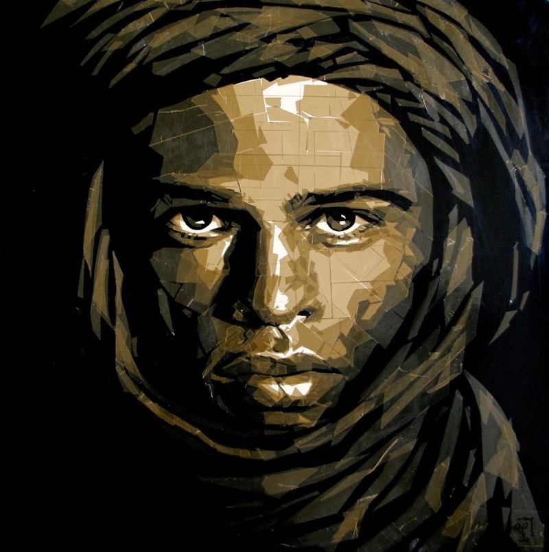 Портреты, написанные упаковочным скотчем марокко, портрет, скотч