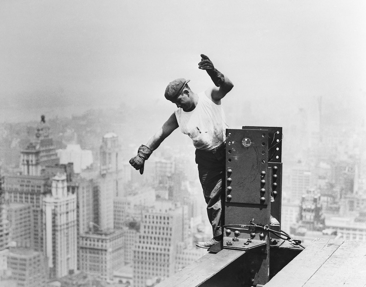 1. Установка стального каркаса Empire State Building. Сентябрь 1930 года. история, небоскрёбы, фото