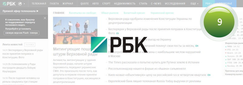 9 место - РБК интернет, посещаемые сайты, рунет, топ