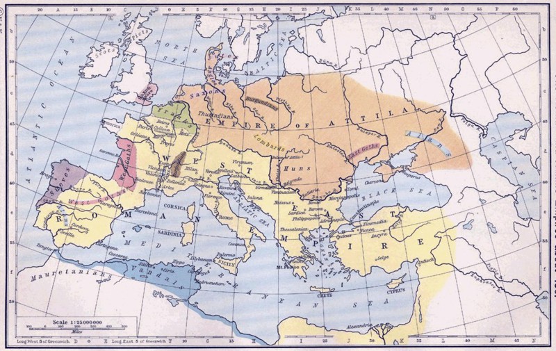 9. Империя Аттилы в 453 году н.э. европа, мир