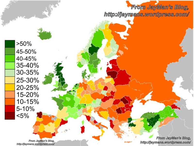 27. Карта счастья в Европе европа, мир