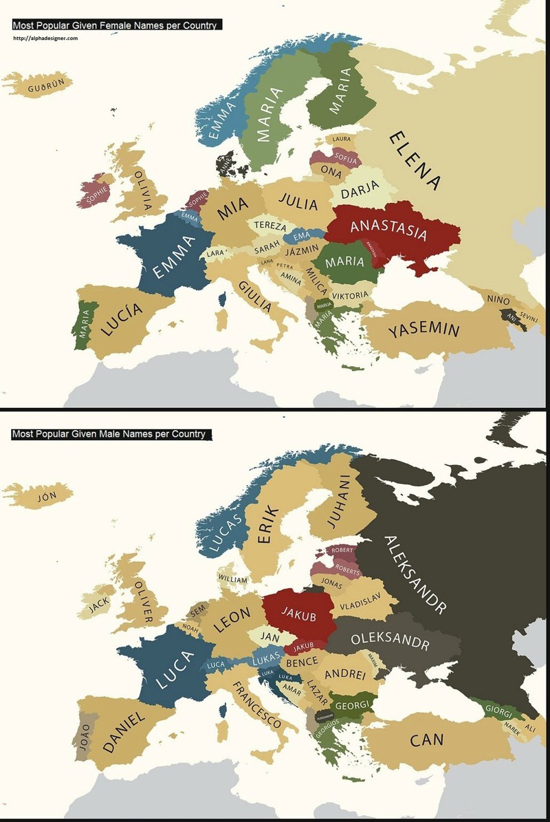 2. Самые распространенные женские и мужские имена в странах Европы европа, мир