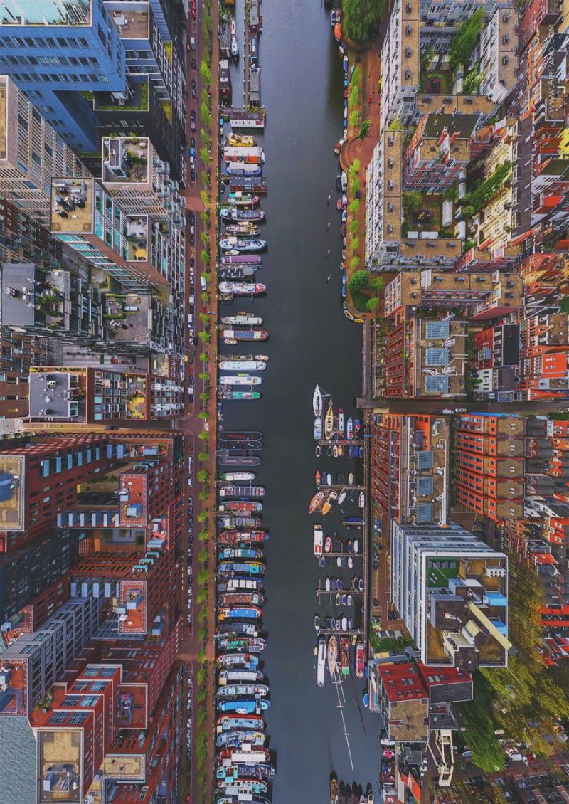 Район Вестердок, Амстердам, вид сверху. без фотошопа, интересные кадры, фотографии