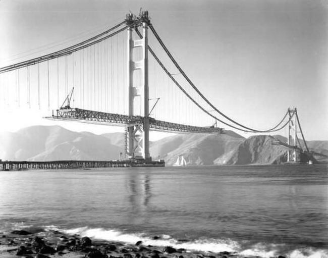 27. Строительство знаменитого моста «Золотые Ворота», 1937 год. история, фотография