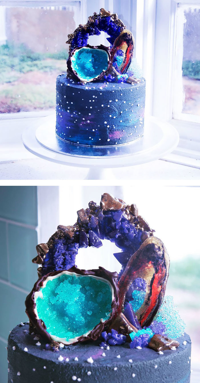9. Галактический торт с драгоценными камнями десерт, космос, сладости