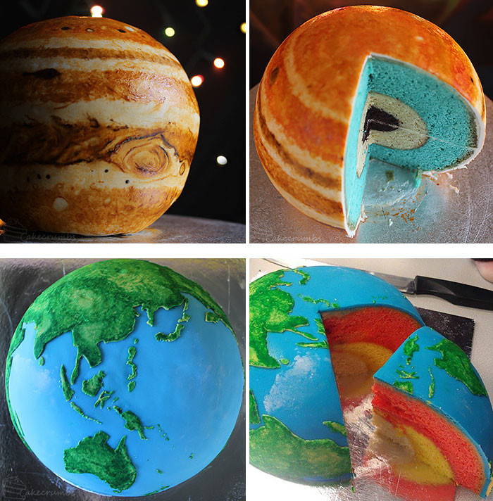 5. Многослойные торты Юпитер и Земля десерт, космос, сладости