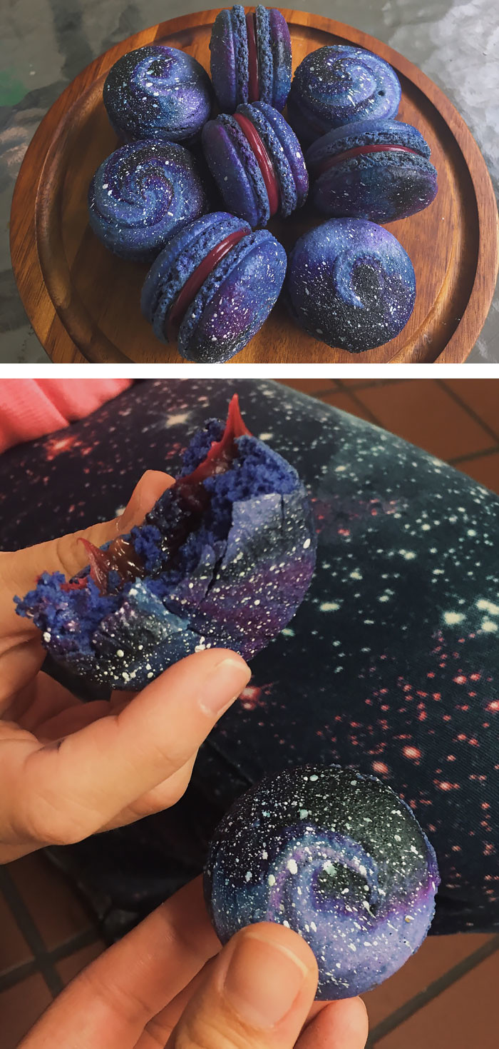 2. Французские галактические макаруны десерт, космос, сладости