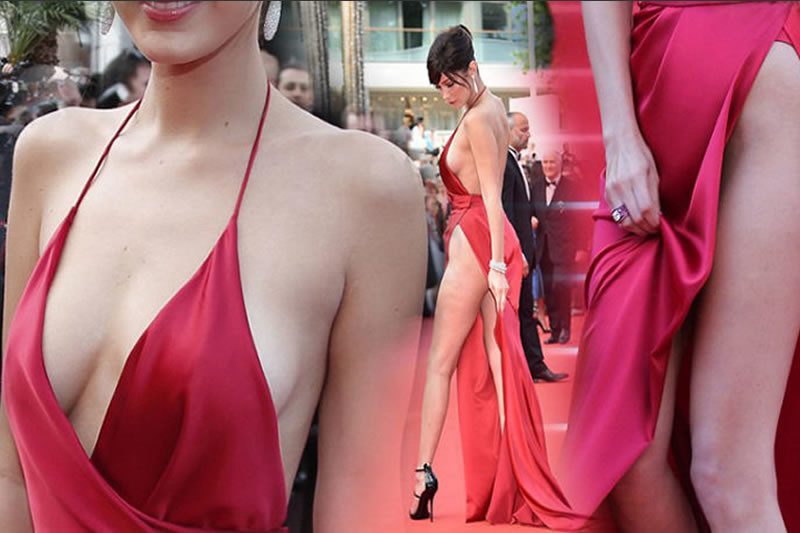 Юная топ-модель Белла Хадид поразила Канны своим откровенным нарядом красная дорожка, платье