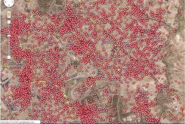 14. Карта всех взрывов заминированных машин в Багдаде с 2003 года вокруг света, интересное, фото