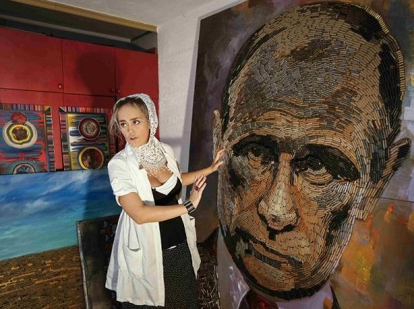 Портрет Путина из гильз Портрет Путина из гильз война, прикол