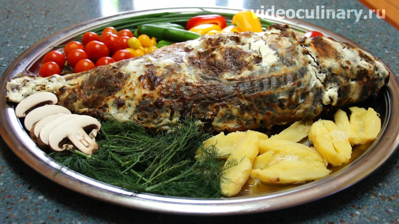 Рыба, запеченная в духовке по-польски еда, кухня, рыбные блюда