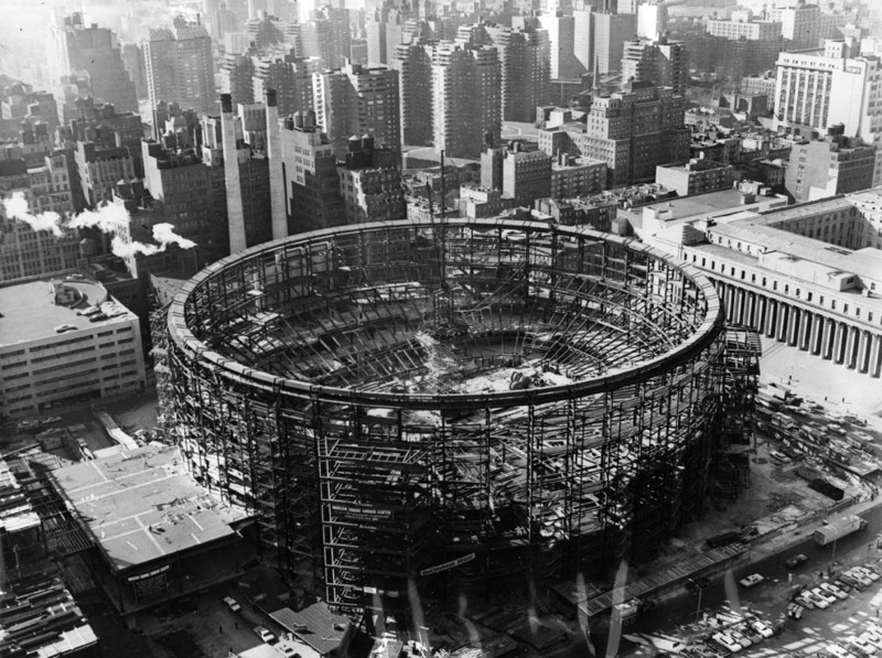 24. Строительство арены Мэдисон-сквер-гарден в Нью-Йорке, 1966 год. история, мир, фотография
