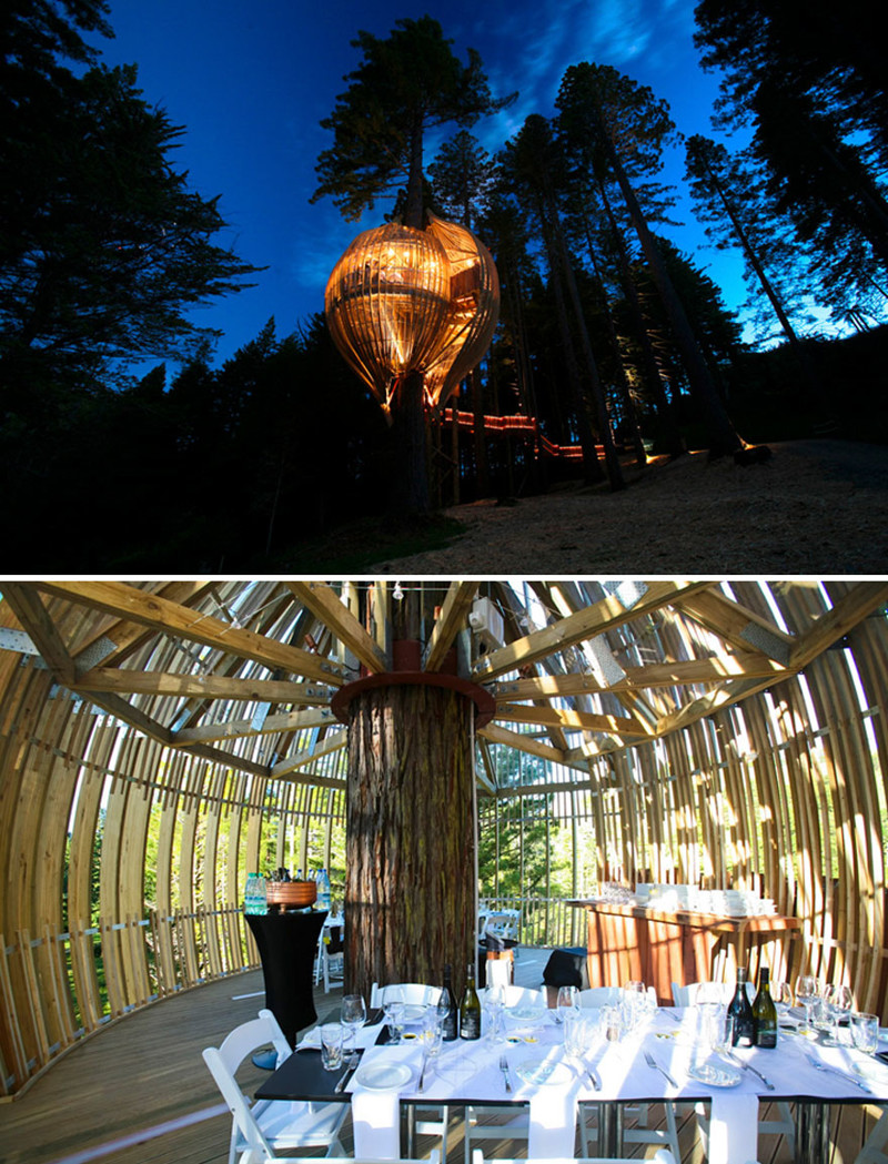 Ужин в домике на дереве, Redwoods Treehouse, Уоркуэрт, Новая Зеландия мир, подборка, ресторан