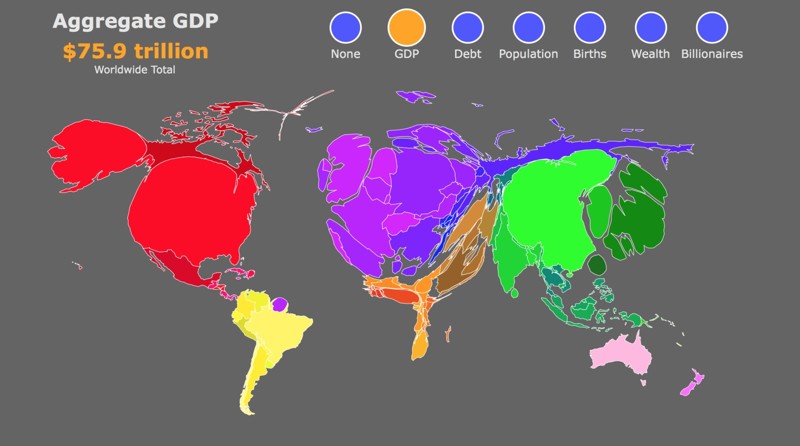 GDP — ВВП (Валовой внутренний продукт) интерактивная карта, карты, мир, страны