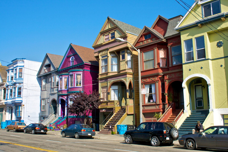 San Francisco, California архитектура, пейзаж, разноцветные города, юмор