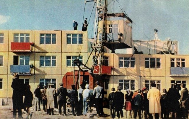 Строительство жилого дома в Москве, 1962 год, СССР историческое фото, история