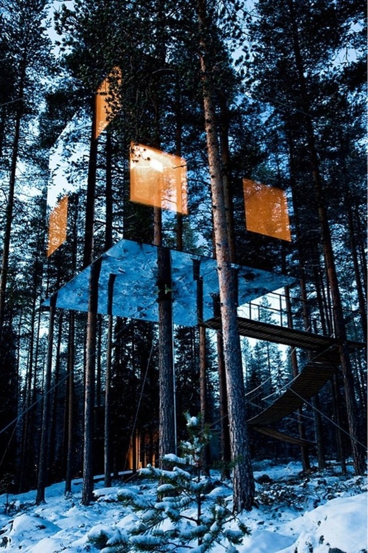 Зеркальный дом на дереве в Швеции    дома, недвижимость