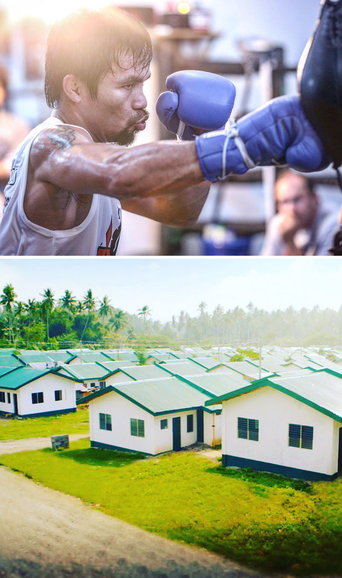 9. Боксер Мэнни Пакьяо построил 1000 домов для нуждающихся филиппинцев  доброта, мир, поступок