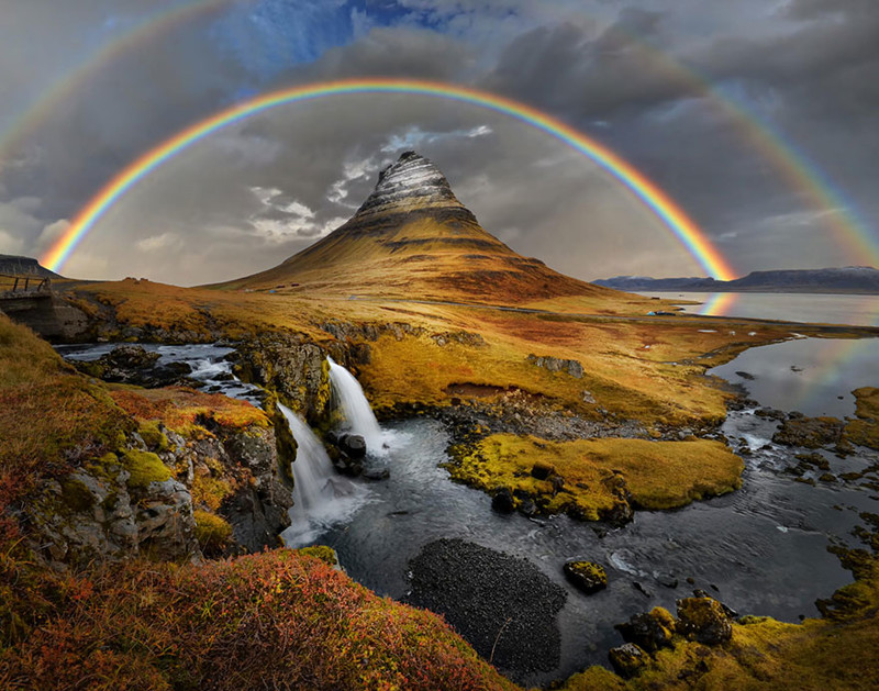 7. Радуга над горой Киркьюфелл виды, исландия, красота, фото