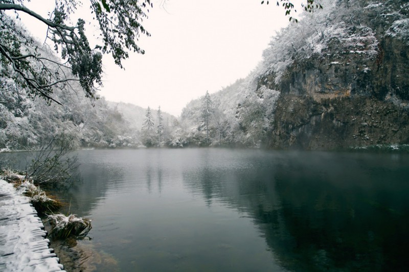Плитвицкие озера, Хорватия зима, природа, снег