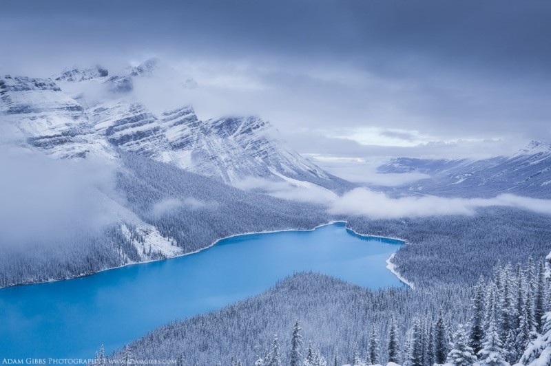 Озеро Пейто, Канада зима, природа, снег