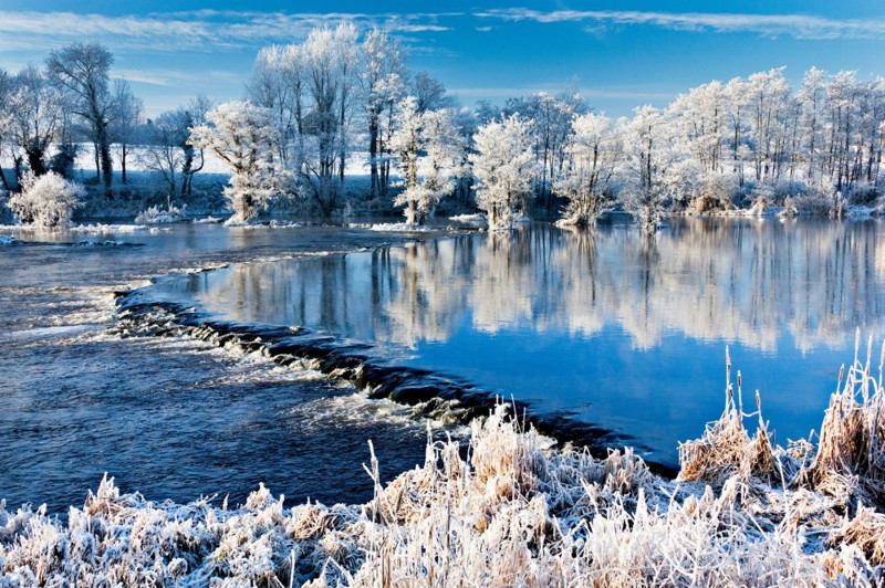 Река Шаннон, Ирландия зима, природа, снег
