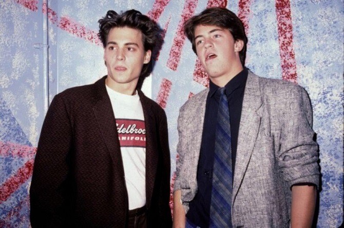 Джонни Депп и Мэттью Перри, 1987г. знаменитости, история, фото