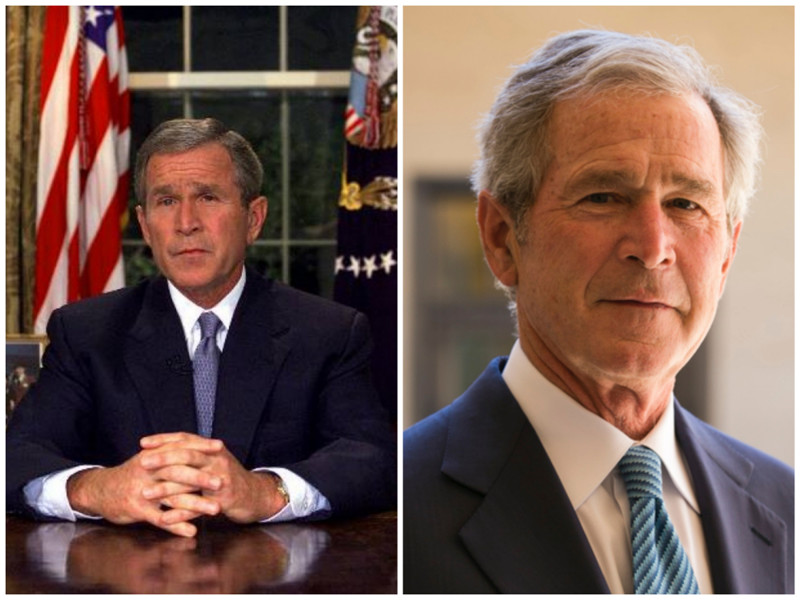 Джордж Буш младший. Бывший президент США. Фото: 2001 - 2009 годы. лица, нервная работа, президенты
