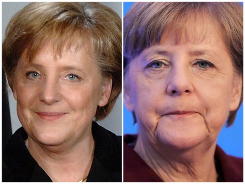 Ангела Меркель. Федеральный канцлер Германии. Фото: 2005 - 2016 годы. лица, нервная работа, президенты