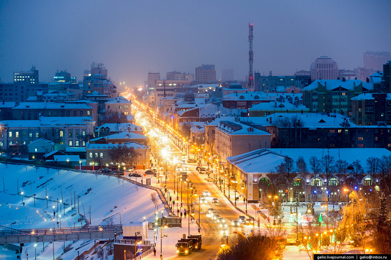  Улица Республики — центральная улица Тюмени.  зима, пейзажи, с высоты птичьего полета, тюмень, фото