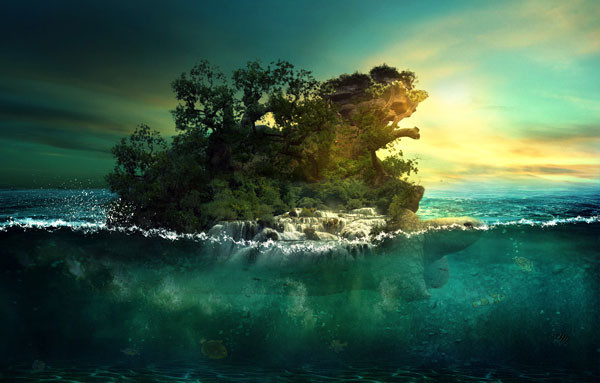 11. Превращаем в фотошопе черепаху в плавучий остров Photoshop для начинающих, photoshop, дизайн, уроки, фотошоп