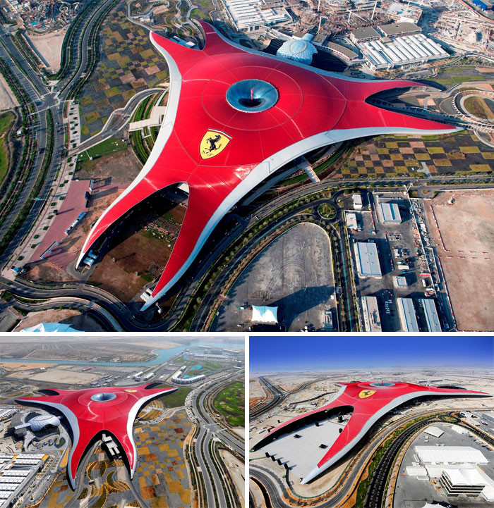 # 20 Ferrari World в Абу-Даби, ОАЭ архитектурные перлы, космический дизайн, необычные дома