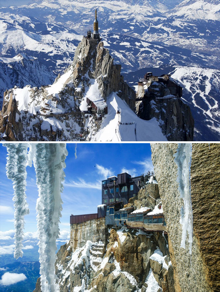 # 24 Замок Aiguille Du Midi, французские Альпы архитектурные перлы, космический дизайн, необычные дома