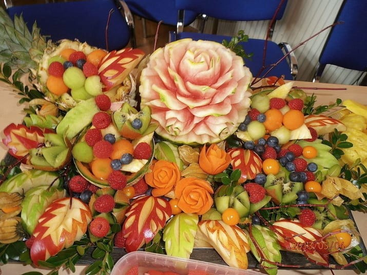 Овощные и фруктовые  скульптуры - новый тренд сезона! модный тренд, скульптуры из еды, съедобные украшения