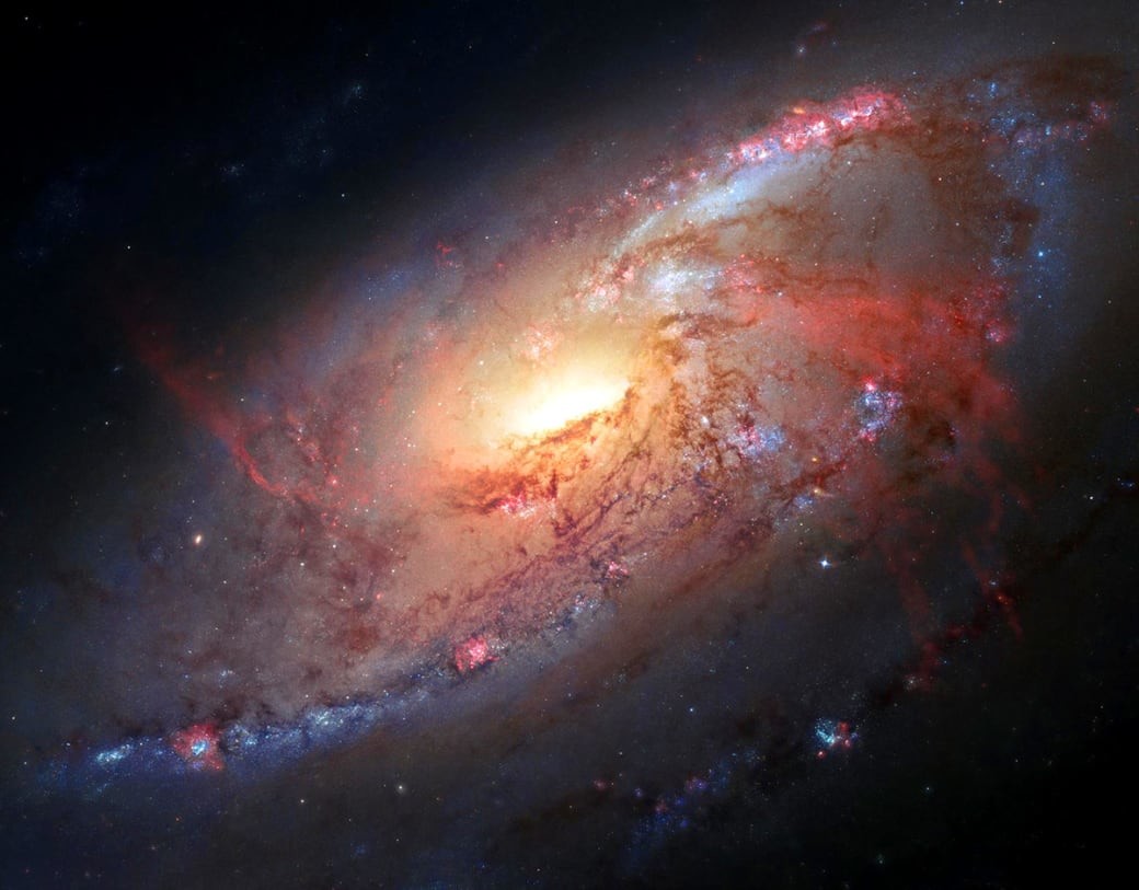 Спиральная галактика M106 hubble, космические объекты, космос, хаббл