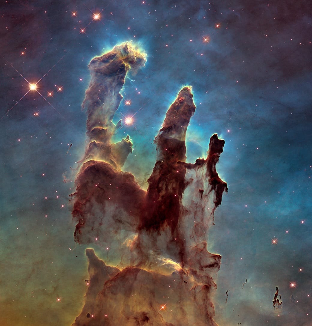 "Столпы творения" (NGC 6611) - скопления межзвездного газа и пыли в туманности Орел hubble, космические объекты, космос, хаббл