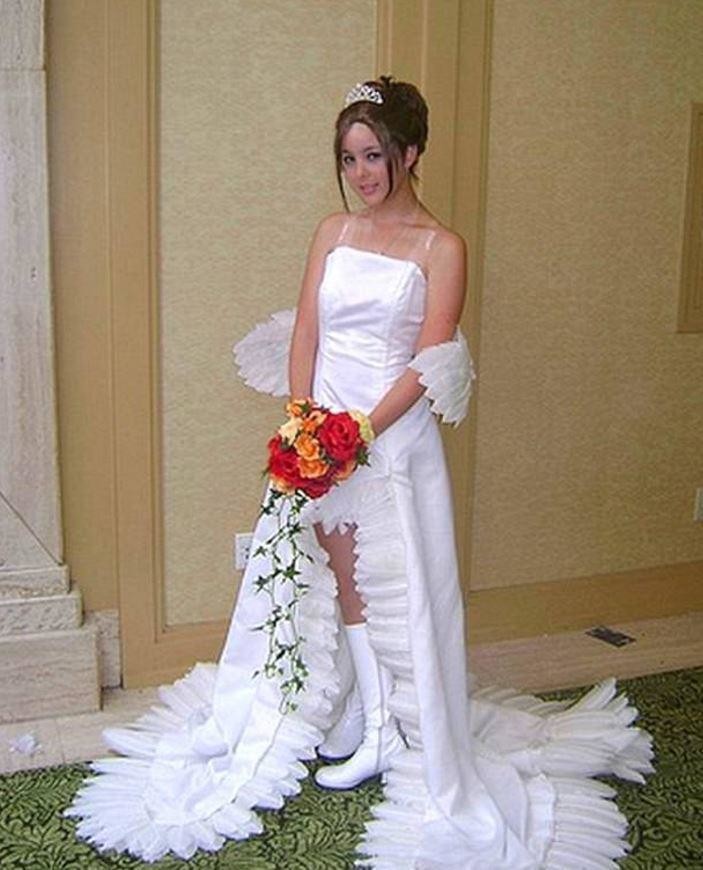 Это платье навеяно сказкой Гуси-лебеди безвкусица, невесты, свадебные платья, свадьба, смешно, фото