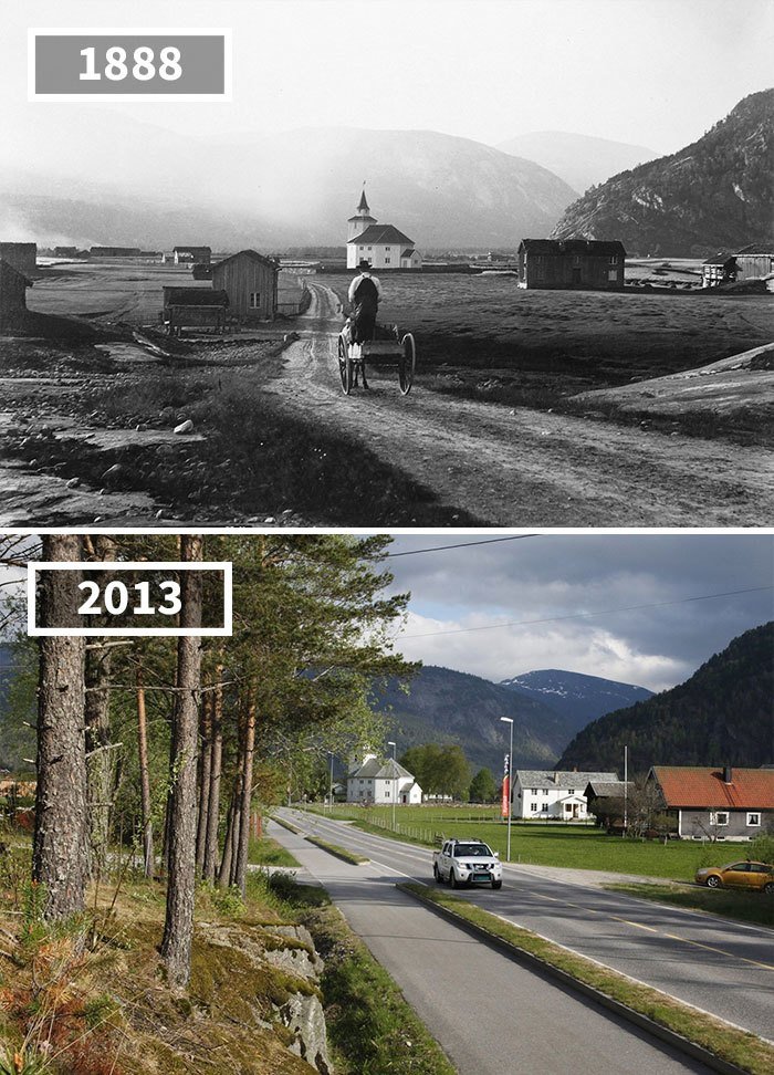 Рюсстад, Норвегия, 1888 - 2013 История в фотографиях, бег времени, города, до и после, изменения в мире, фото, фотопроект, фотосвидетельства