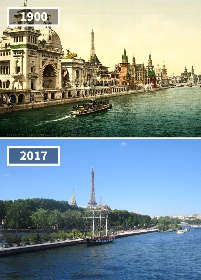 Набережная наций, Париж, 1900 - 2017 История в фотографиях, бег времени, города, до и после, изменения в мире, фото, фотопроект, фотосвидетельства